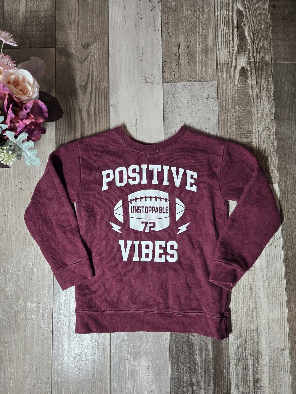 Garanimals Maroon "Positive Vibes" Kids Fleece Sweatshirt Size 5T Toddler Boy